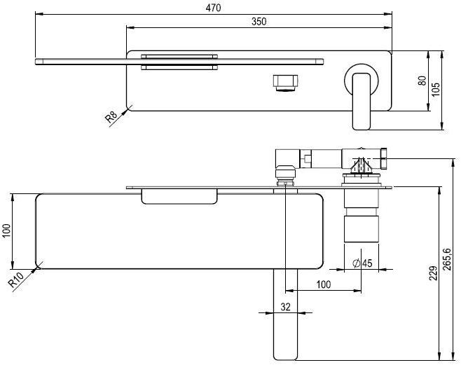 Super Inox Смеситель однорычажный со стеклянной полкой Exo 0301597x - Вид №2