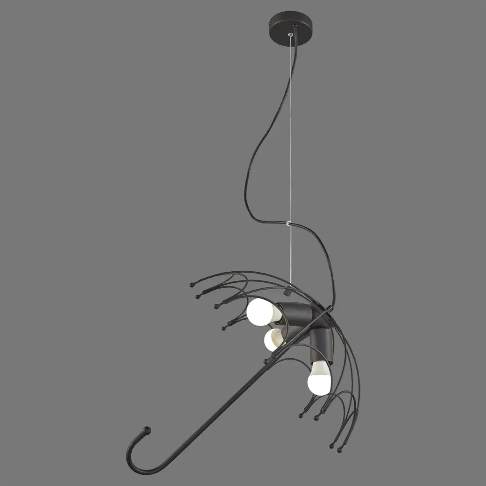 Люстра подвесная Vitaluce Зонт 3 лампы 9м² E27 цвет черный матовый STLM-2021665 - Вид №1