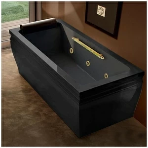 Ванна с гидромассажем чёрная с золотом Gruppo Treesse Blanque 1880 V168B-SX-CZ