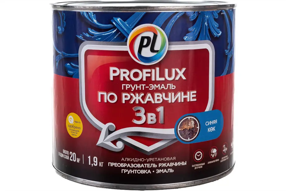 90780530 Грунт-эмаль по ржавчине 3 в 1 Profilux Н0000005012 цвет синий 1.9 кг STLM-0379523