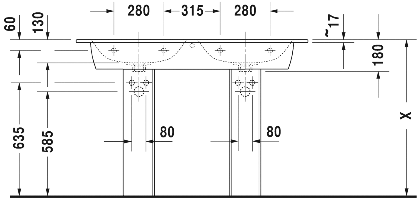 2336133230 Подвесная раковина настенная овальная Duravit ME BY STARCK - Вид №4