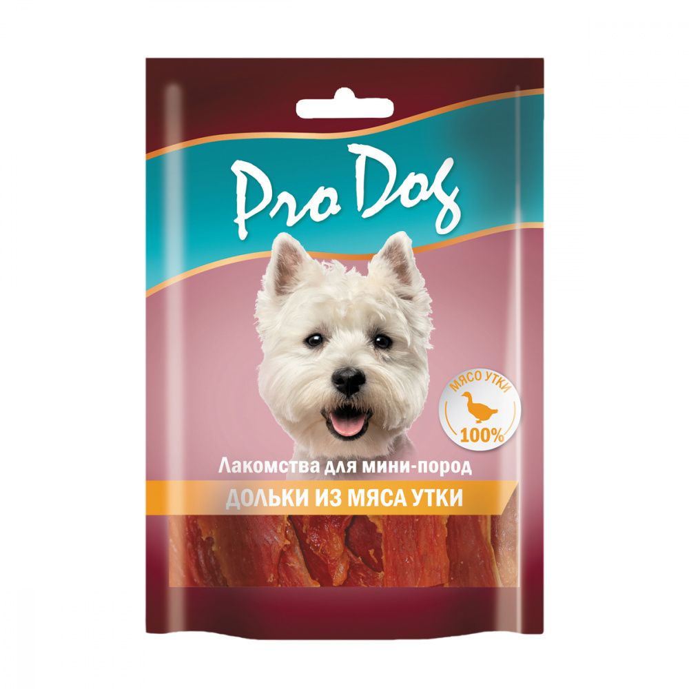 ПР0054139 Лакомство для собак Дольки из мяса утки для мини-пород 55г PRO DOG 