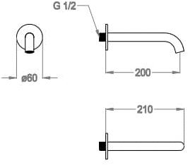 Fir Italia Стенной излив Cleosteel 48 4844214 - Вид №1