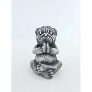 Садовая фигура Мопс в лотосе полистоун 16x10 см