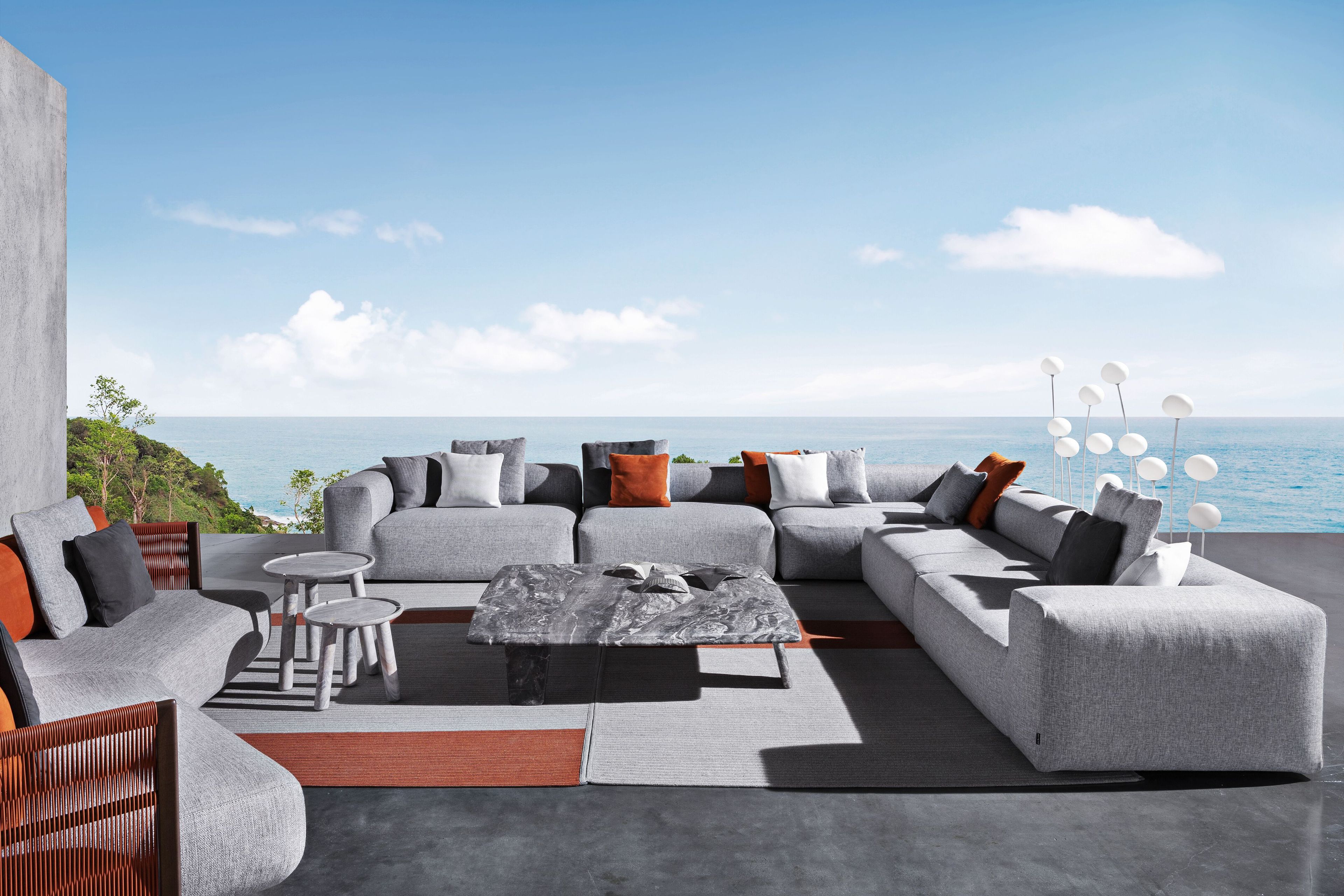 Мраморный квадратный низкий садовый столик Exteta 10th ARCH-00139494 - Вид №1