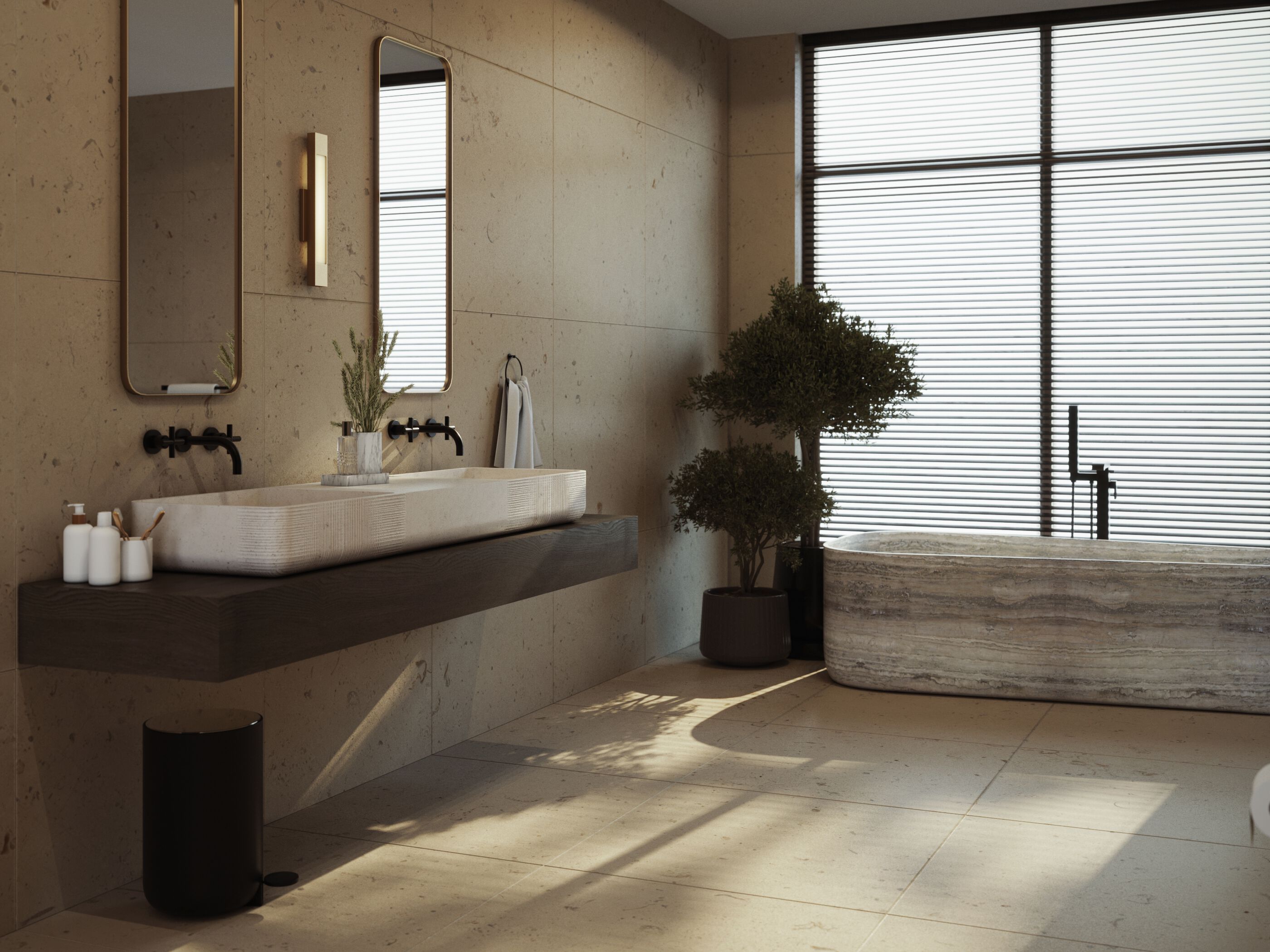 Двойной умывальник из натурального камня Davani Meridian ARCH-00043502 - Вид №3