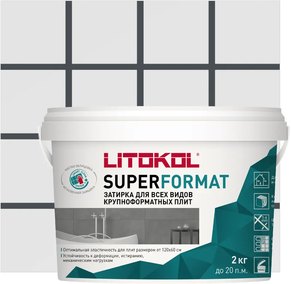 91685365 Затирка готовая для крупноформатных плит LITOKOL SUPERFORMAT SF.140 Черный графит 2 кг STLM-0800076