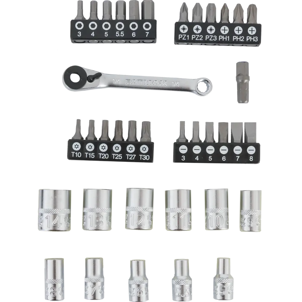 Набор торцевых головок с ключом Stanley Fatmax FMMT19101-0 1/4 дюйма, 37 шт STLM-2099218 - Вид №1