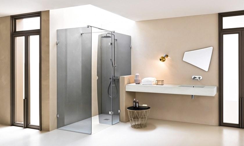 ARBLU Угловая душевая кабина из алюминия и стекла с распашной дверцей Elite sun-id-1393012 - Вид №2