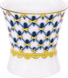 1045350 Императорский фарфоровый завод Рюмка для яиц "Кобальтовая сетка" "Молодёжная" Фарфор твердый