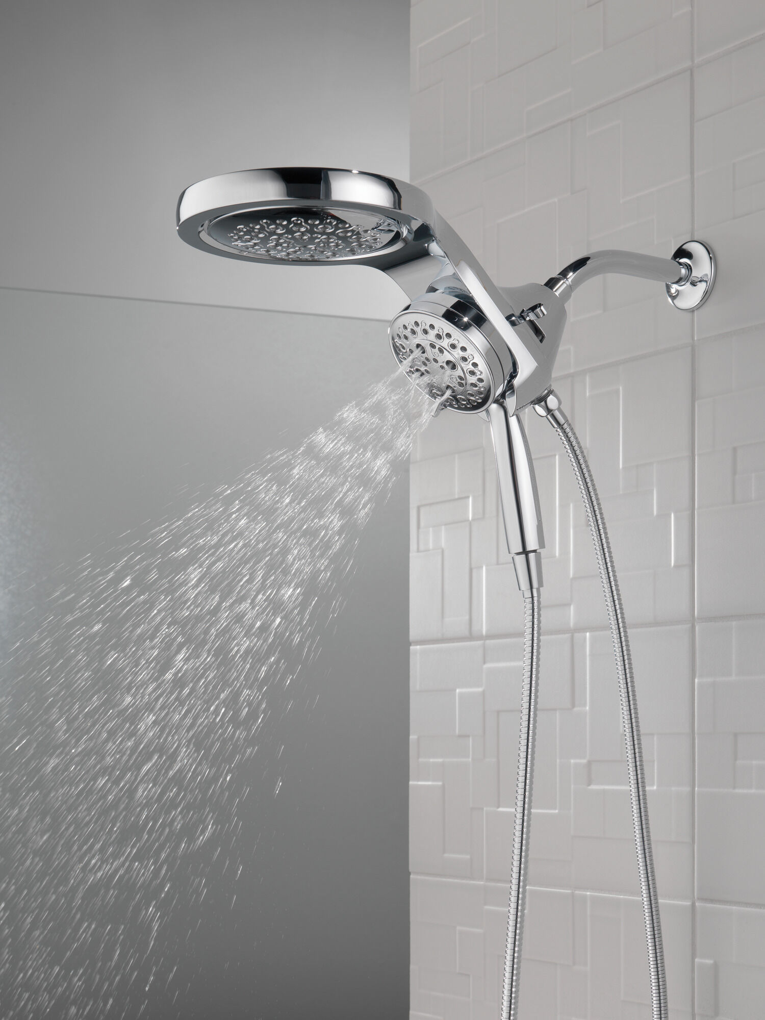 58680-25 HydroRain® H2Okinetic® 5-регулировочная душевая лейка два в одном Delta Faucet Universal Showering Хром  - Вид №17