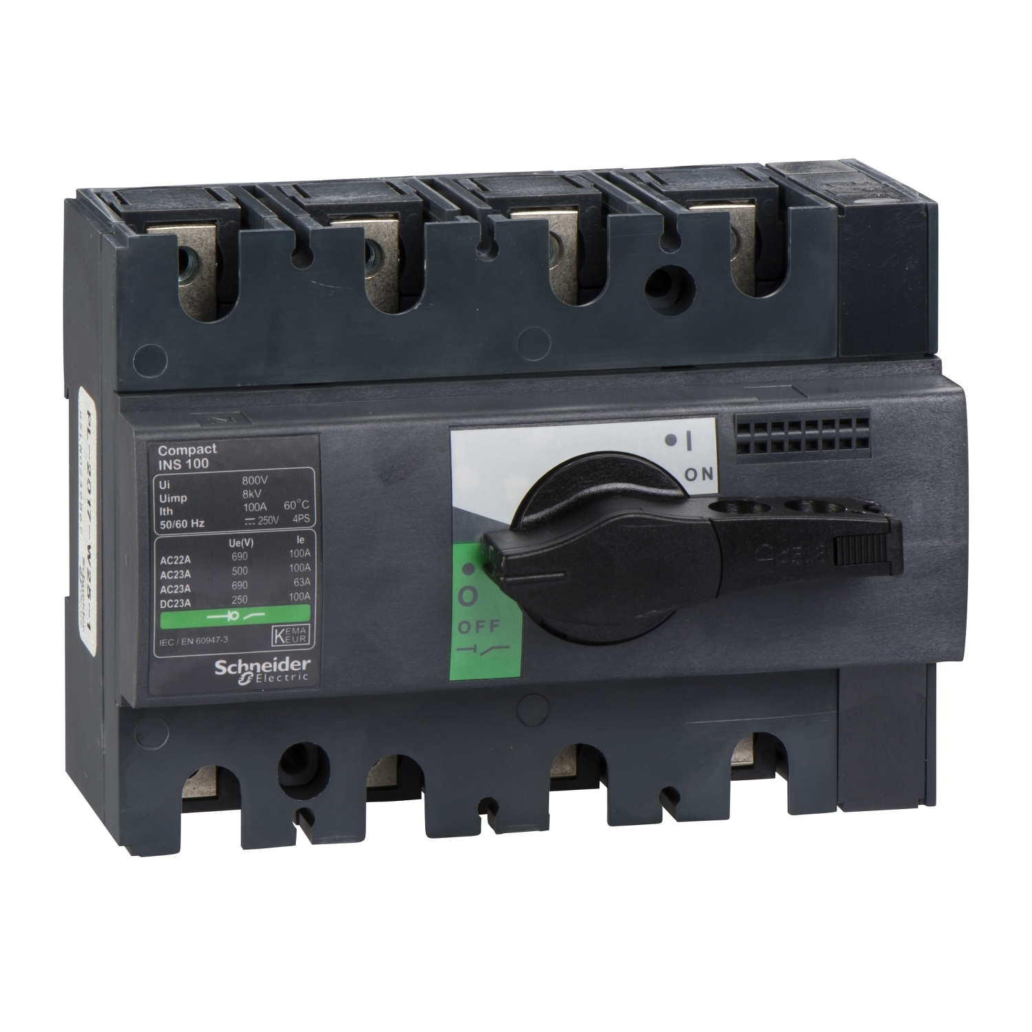 28909 Рубильник Interpact INS 100А 4P, фронтальное исполнение Schneider Electric Compact