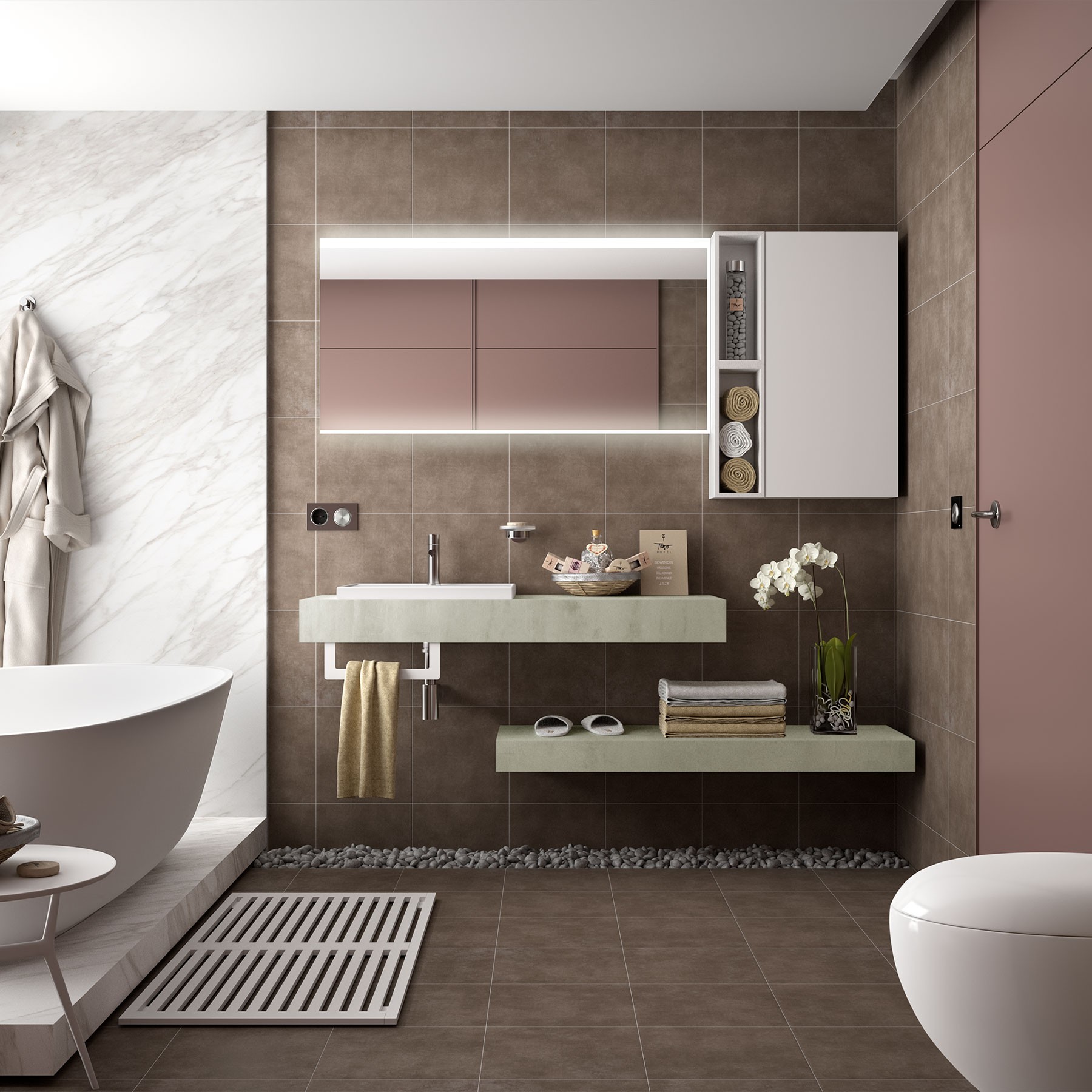 26322 SALGAR COMPAKT 51 от 600 до 800 мм с 1 полувстроенной раковиной БЕТОН  - Вид №2