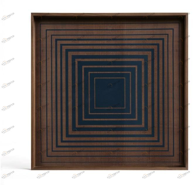 Ethnicraft Квадратный поднос из дерева и стекла Linear flow 20919