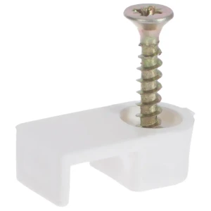 Скоба плоская с саморезом для провода 8.5х45 мм, пластик, 75 шт.