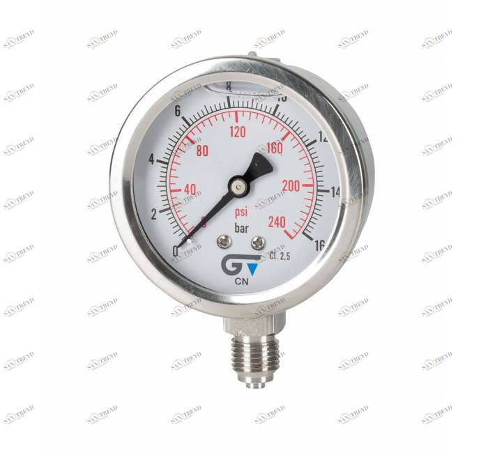 GENEBRE 3814 002 Манометр Ø 63 с глицерином, нижнее соединение, резьба BSP 