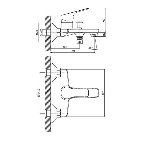 Orange Dia M45-100cr однорычажный ванно/душевой смеситель Хром sun-id-1516921 - Вид №1