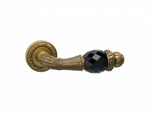 0R6541.N00.30 Набор дверных ручек на розах с черными кристаллами swarovski Античная латунь