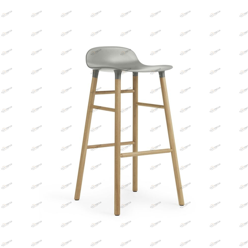 Барный стул Form с ножками из дуба 75 см, серый Normann Copenhagen 602799