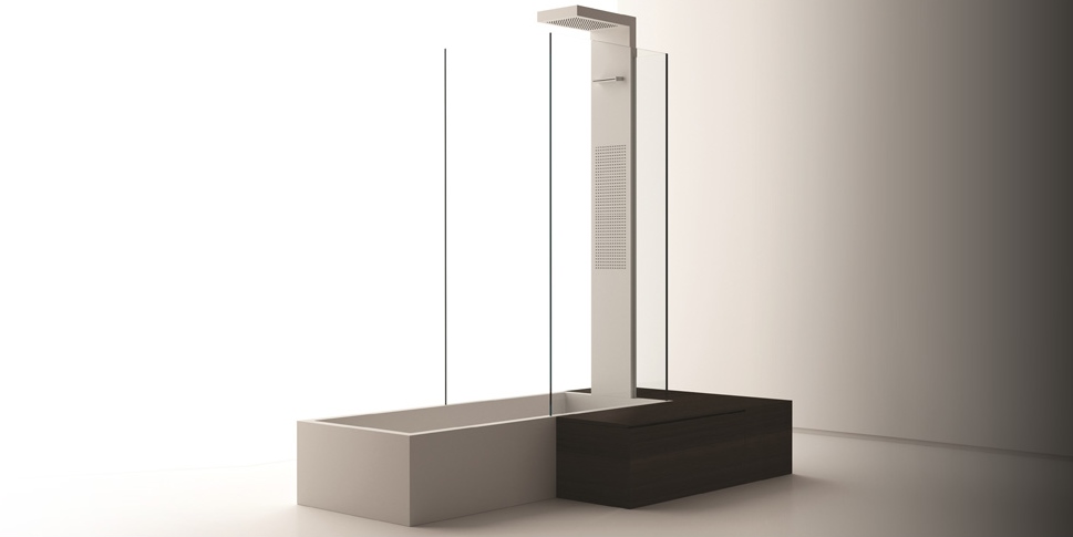 Moma Design Ванна из Corian с душевой колонной 1800х800х2200 Doccia Vasca белая DOCCIAVASCA - Вид №1
