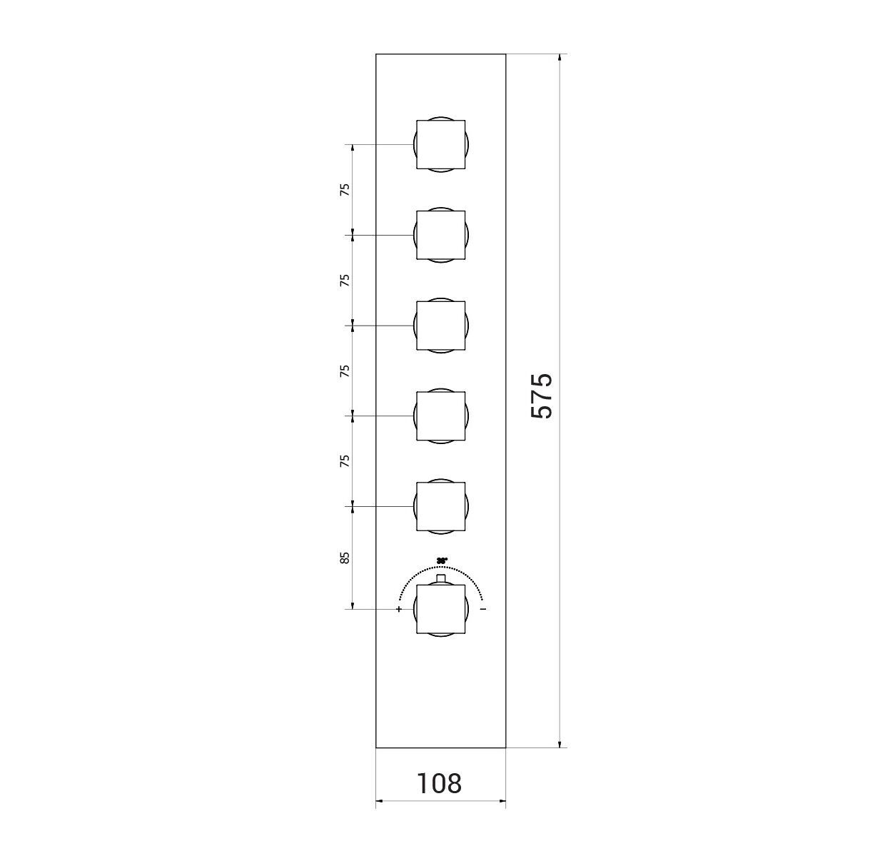 Термостатический смеситель для душа с 6 отверстиями Aquademy Square ARCH-00129533 - Вид №2