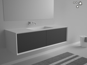 Подвесной шкаф для умывальника из МДФ со встроенной раковиной и ящиками