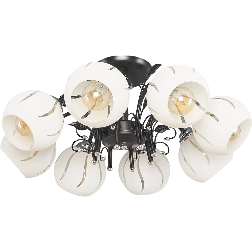 Люстра потолочная «Меренга» КС30064/8С, 8 ламп, 24 м², цвет чёрный/хром КЛЮЧНИК STLM-2086688 - Вид №1