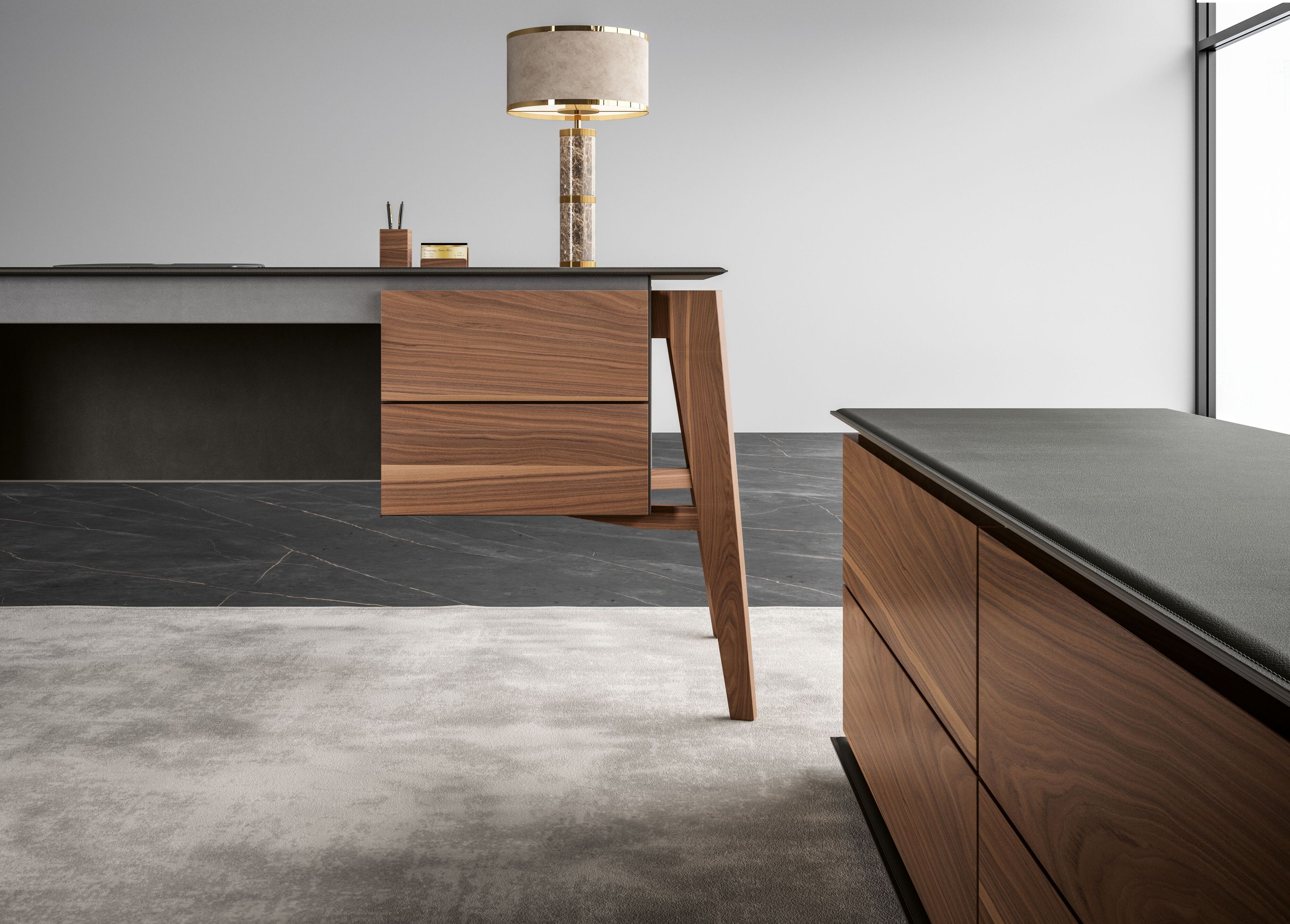 Кожаный деревянный стол с ящиками Casa Covre Naviglio ARCH-00114220 - Вид №2