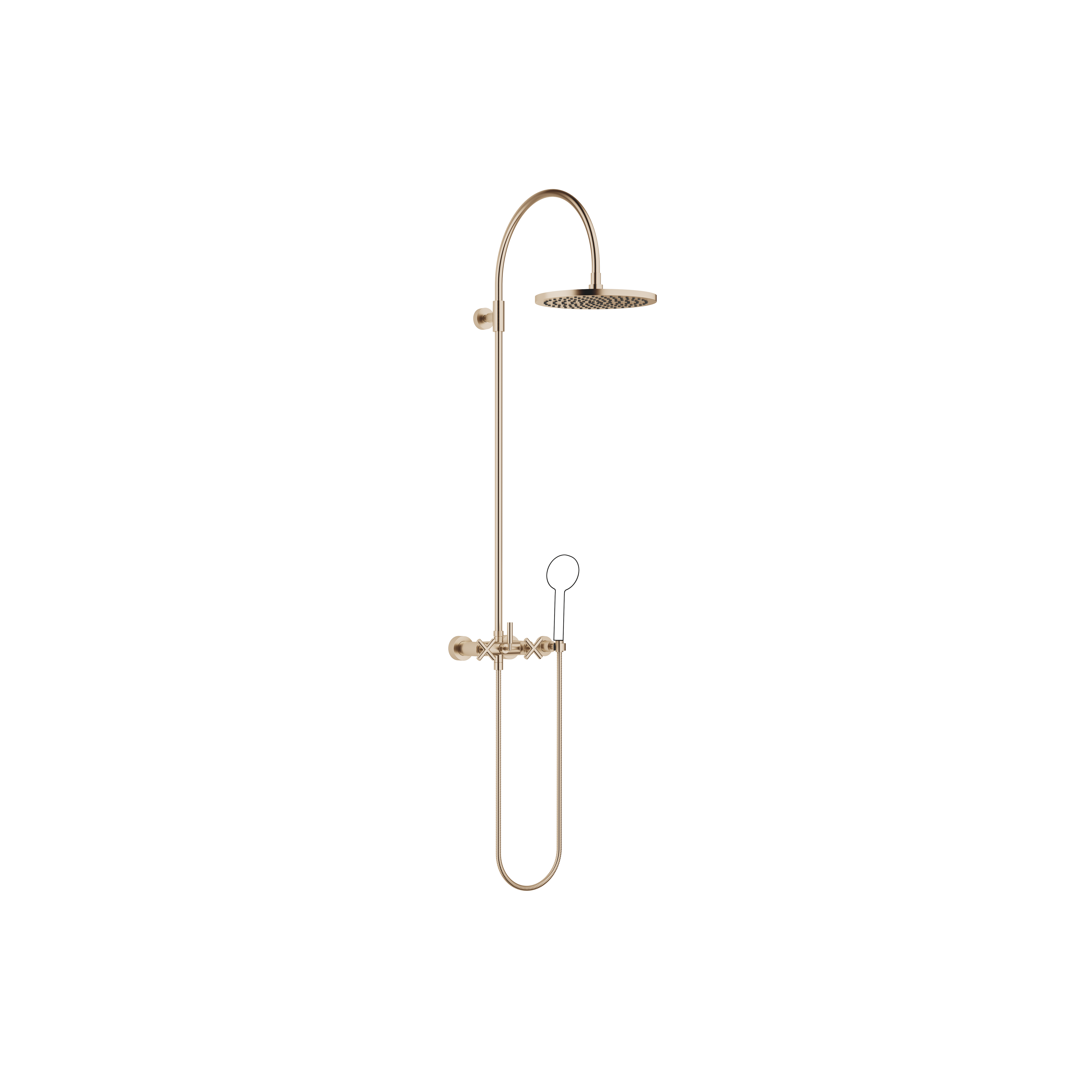 TARA Showerpipe со смесителем для душа без ручного душа 300 мм - Brushed Champagne (22-каратное золото) DornBracht 26622892-46