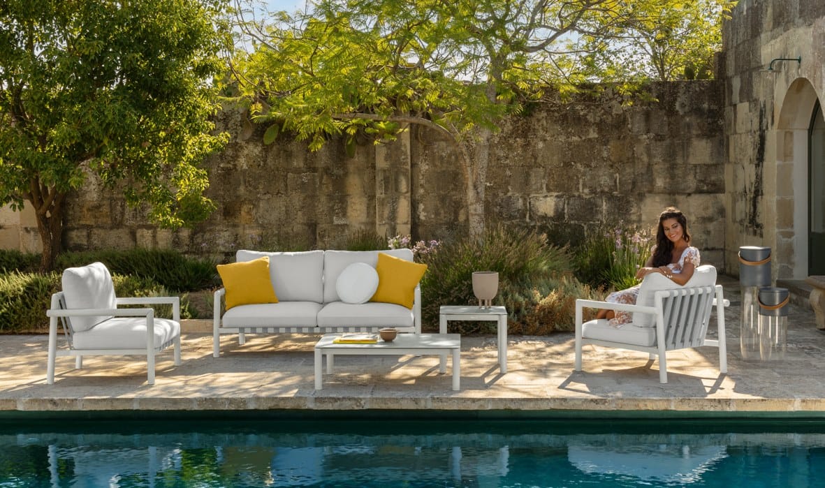 Тканевое кресло с подлокотниками и алюминиевой рамой Talenti озеро ARCH-00039681 - Вид №2