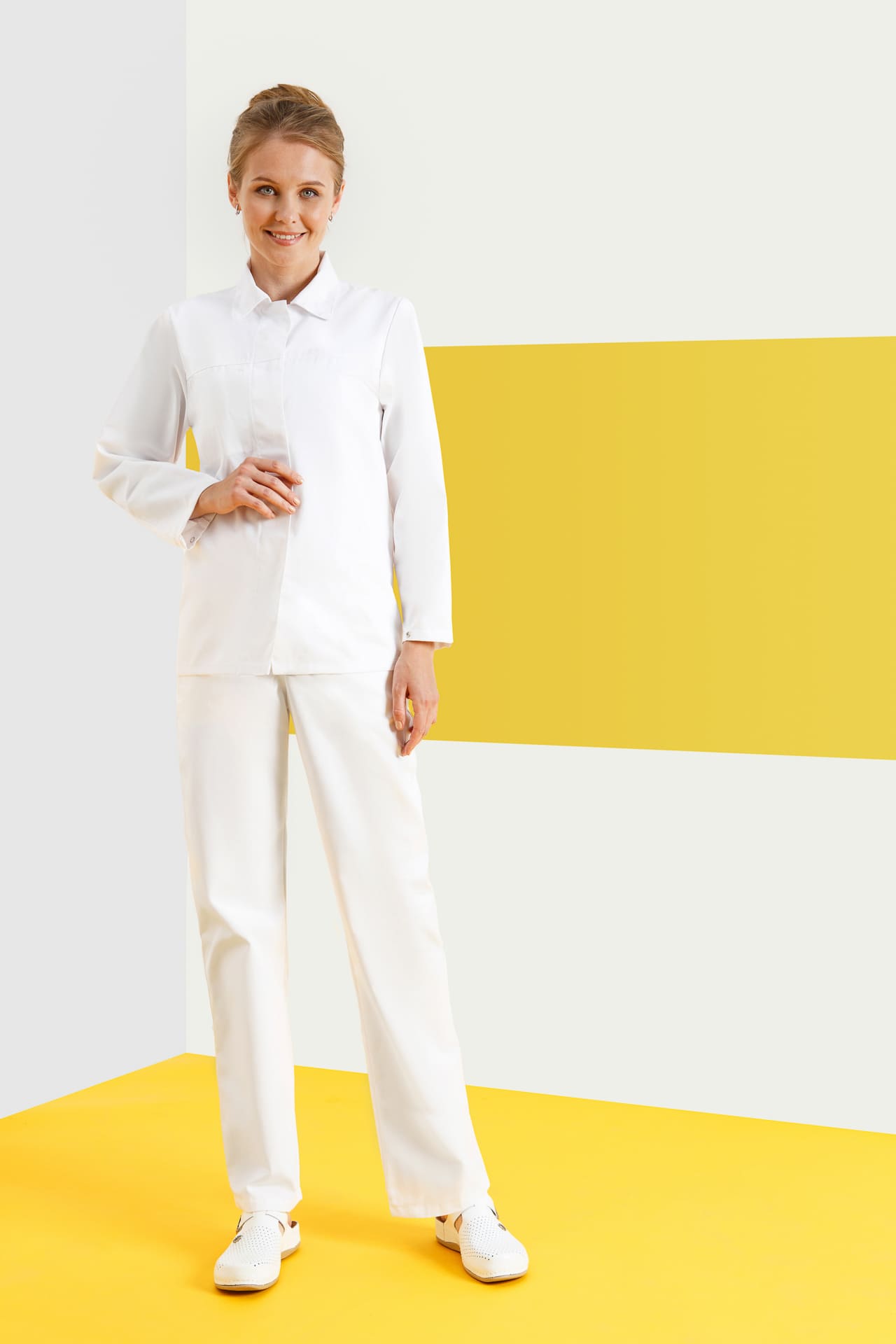 5041555 Куртка Эйч-Лайн женская белая  Одежда для поваров  размер 52-54/158-164 Спецодежда  - Вид №4