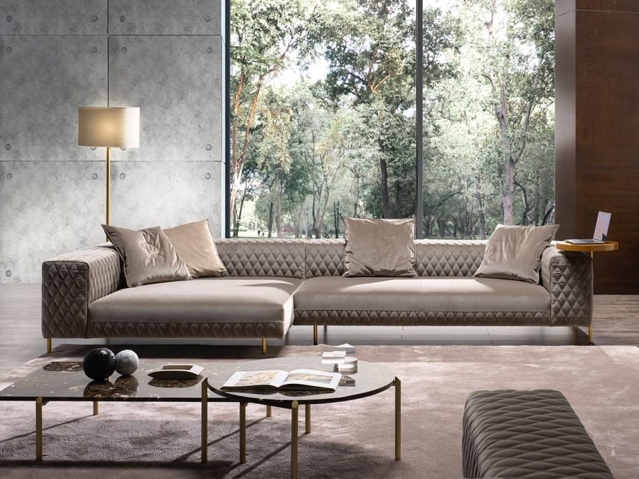 Бархатный диван с полуостровом Former In Italia Brera Plus ARCH-00067887