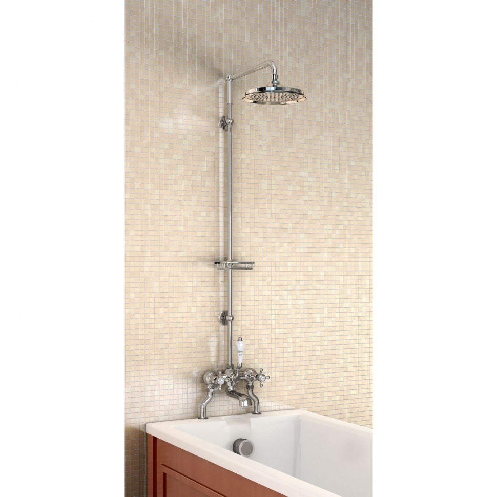 Душевая стойка со смесителем, верхняя лейка 236мм [H185-CL] Claremont Burlington T8-QT, T18, T1, V11-1, V17/ARCV17 CHR, V22/ARCV22 CHR, V23/ARCV23 CHR  - Вид №1