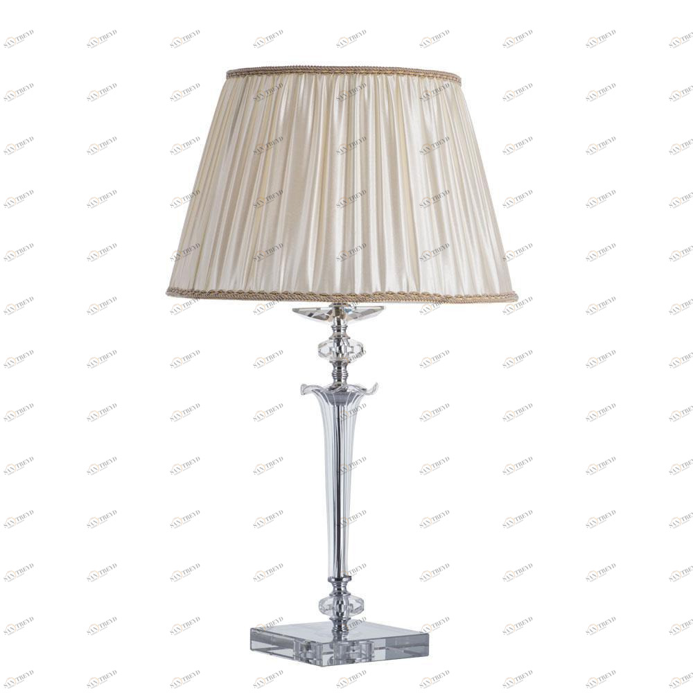 Настольная лампа с абажуром на стеклянной ножке бежевая Albedo 8821/02 TL-1 DIVINARE КЛАССИЧЕСКИЕ 00-3834697 Белый;хром 