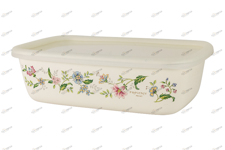 Лоток эмалированный с крышкой 1 л бежевый "Прованс" EJIRY ЦВЕТЫ 00-3973465 Бежевый 