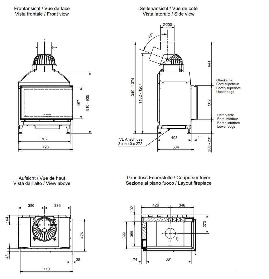 Стальной угловой дровяной камин RÜEGG K ARCH-00113862 - Вид №2