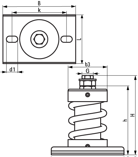 2801901000 VibraTek® MS-1X-CBL Spring Mount high performance spring isolator for use with A-L1 welding bracket and concrete inertia base frames walraven  - Вид №1