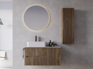 Деревянный подвесной умывальник со встроенным умывальником