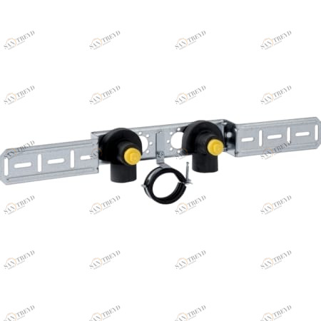 GEBERIT 632.871.00.2 Водорозетка Geberit 90° с наружной резьбой MF 1/2", предустановленная, проходная, с хомутом отводящей трубы 