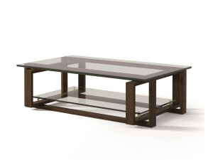 Низкий прямоугольный стеклянный журнальный столик