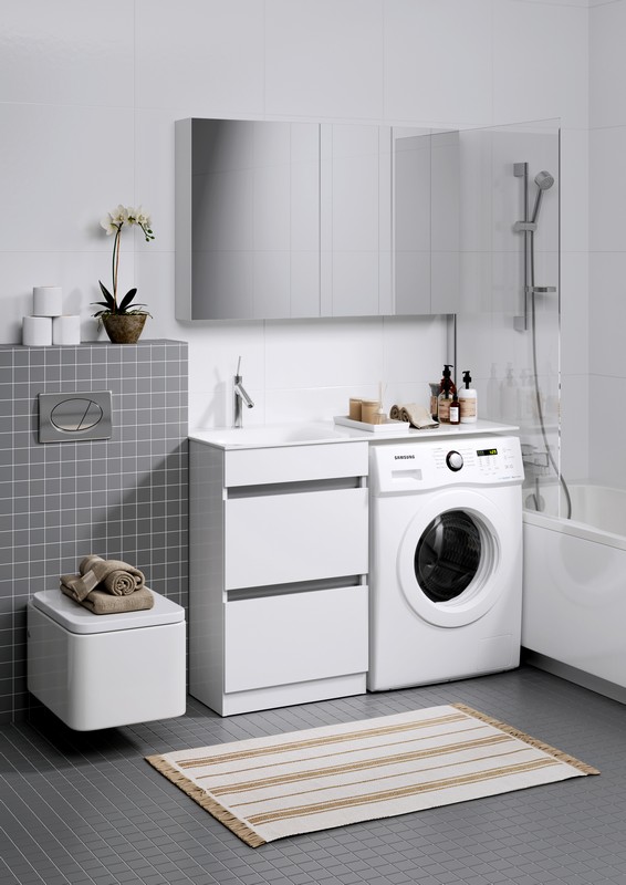 Forma напольная тумба с двумя полноразмерными ящиками с умывальником с крылом под стиральную машинку 115 см AQWELLA FOR1104DL - Вид №1