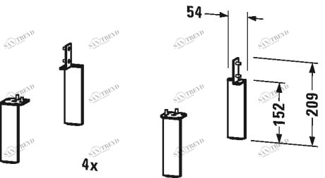 BR979401818 Ножка Brioso #BR9794 152 x 44 x 10 мм Белый матовый, декор Duravit