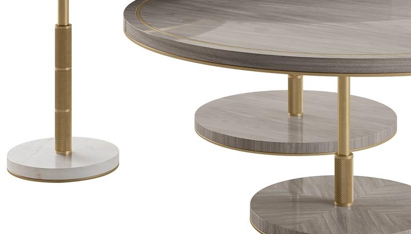 FRATO Круглый журнальный столик из дерева и латуни  Ffu080027aaa  - Вид №1