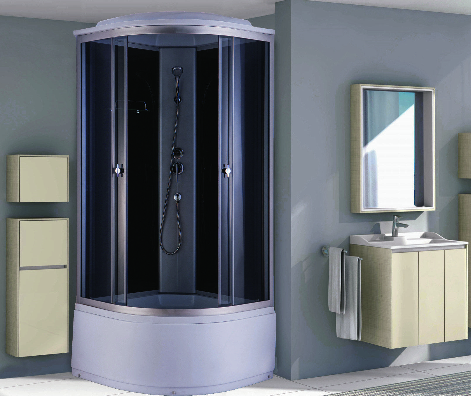 Душевая кабина NG- 2509-14 (1000х1000х2150) высокий поддон(45см) стекло ТОНИРОВАННОЕ Niagara Classic 25091434