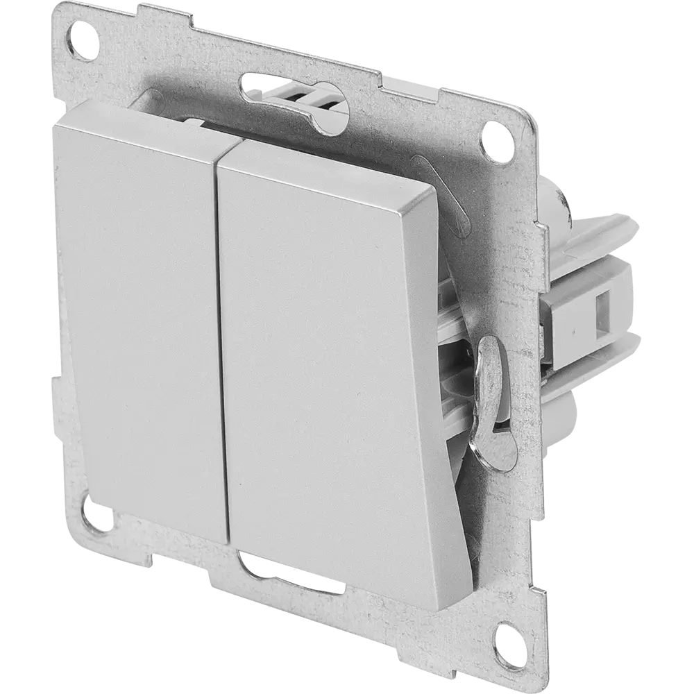 Выключатель GUSI Electric двухклавишный серебристый для современного интерьера 83864226 Ugra STLM-0045161