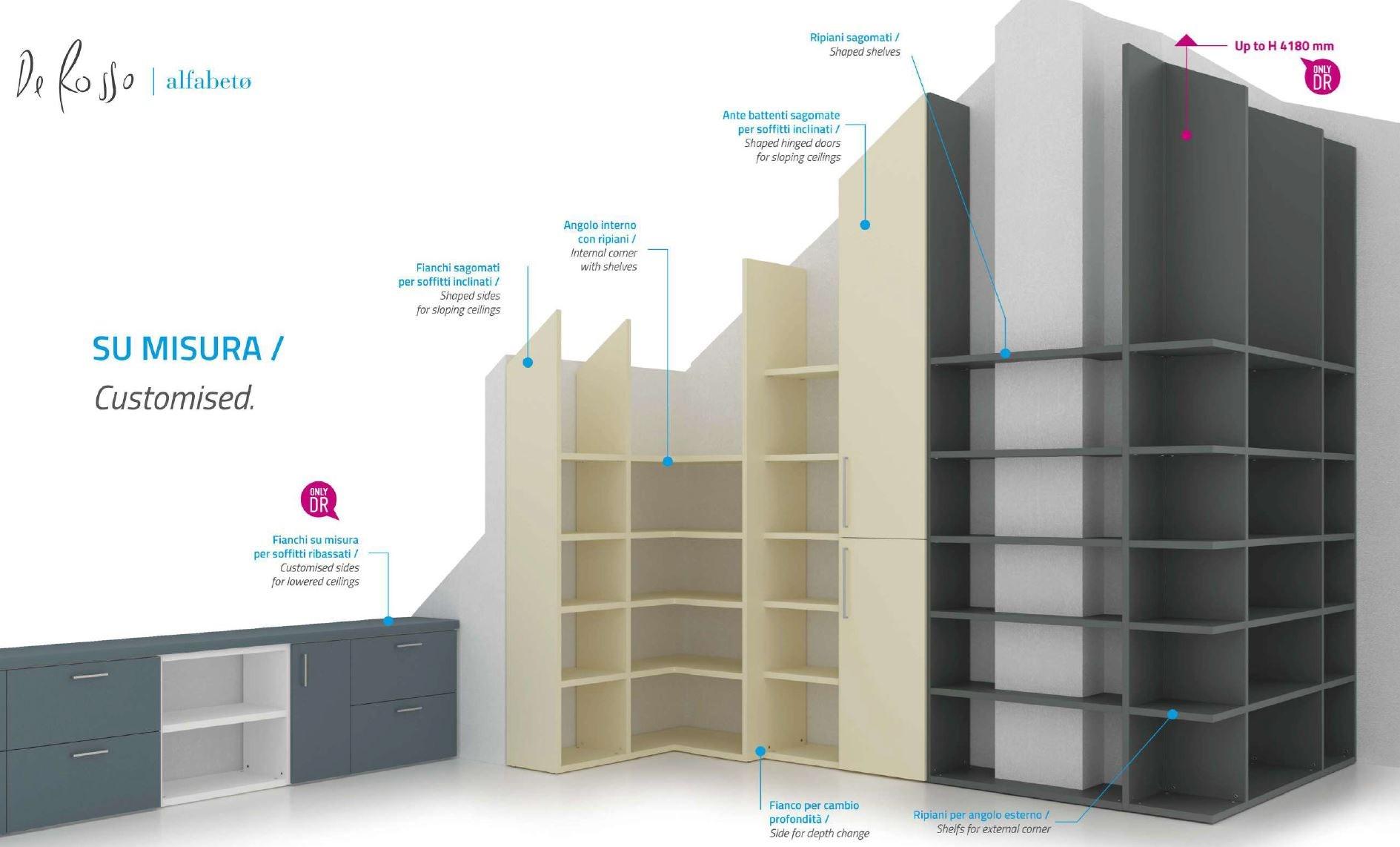 De Rosso Гардероб с зеркальным эффектом распашные двери hpl Alfabeto sun-id-1407290 - Вид №6