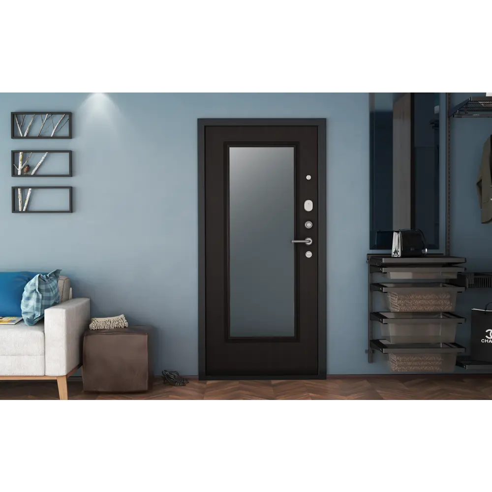 Дверь входная металлическая Премиум New 98x205 см левая венге с зеркалом DOORHAN STLM-2187440 - Вид №6