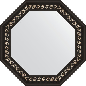 BY 3767 Зеркало в багетной раме - черный ардеко 81 mm EVOFORM Octagon