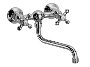 Настенный смеситель для кухни с 2 отверстиями и поворотным изливом