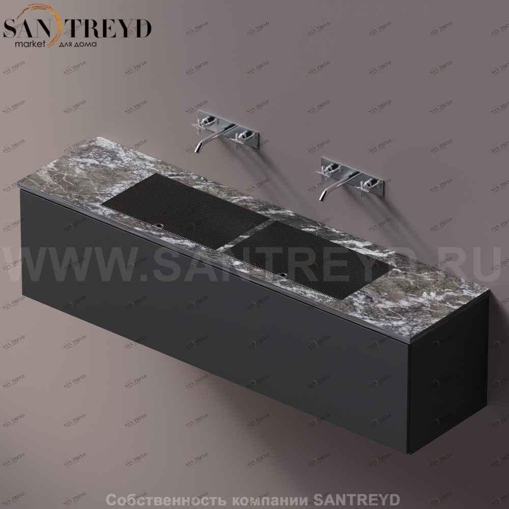 AELLM0CC21820KD Подвесная раковина настенная прямоугольная Agape Ell серая
